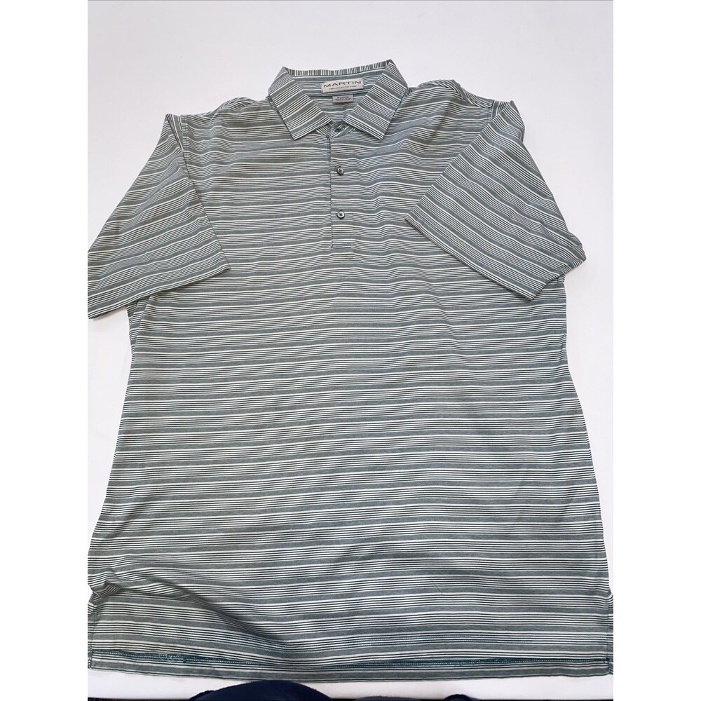 Martin Timeless As The Game Golf Polo Shirt Mens XL Pima Cotton Striped Korea